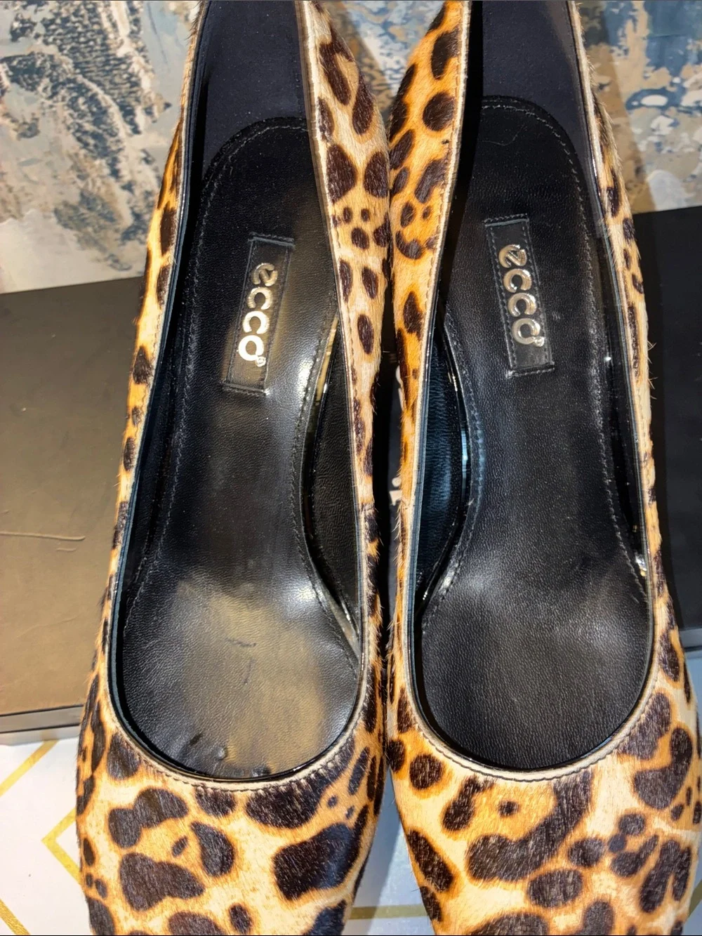 NWOT ECCO Leopard Print Wedge Pumps - Calf-hair Size10